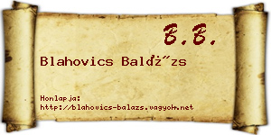 Blahovics Balázs névjegykártya
